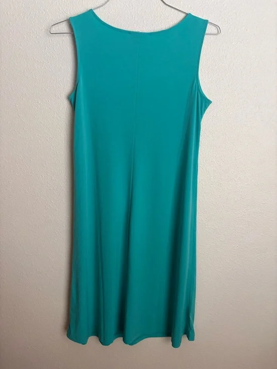 Susan Graver Teal Sleeveless Midi Shift Dress (Color Blue) - Picture 3 of 3